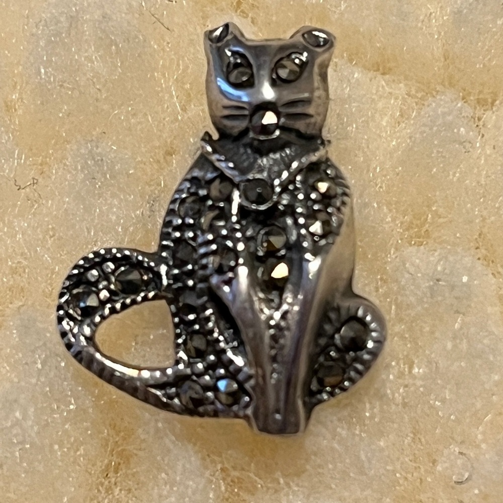 Elegant Silver Cat Brooch